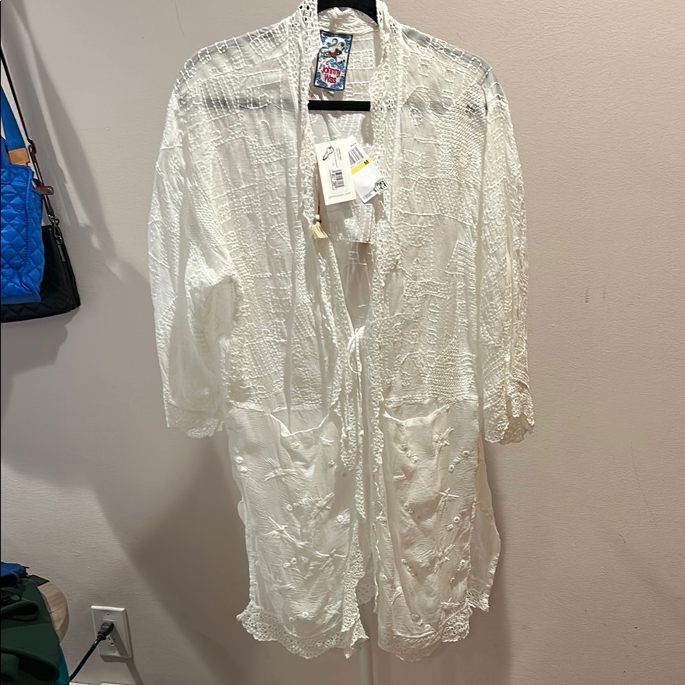 Elegant White Lace Kimono beach cover